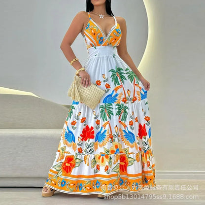🌴 TROPICAL SUSPENDER MAXI DRESS 👗