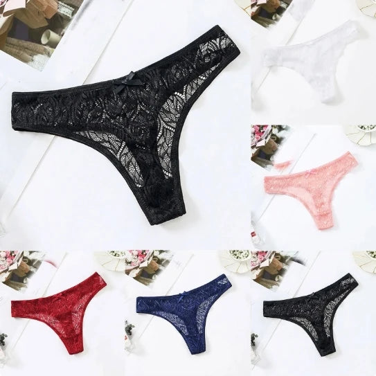 💖 Lace Patchwork Thong – Elegant Comfort Fit