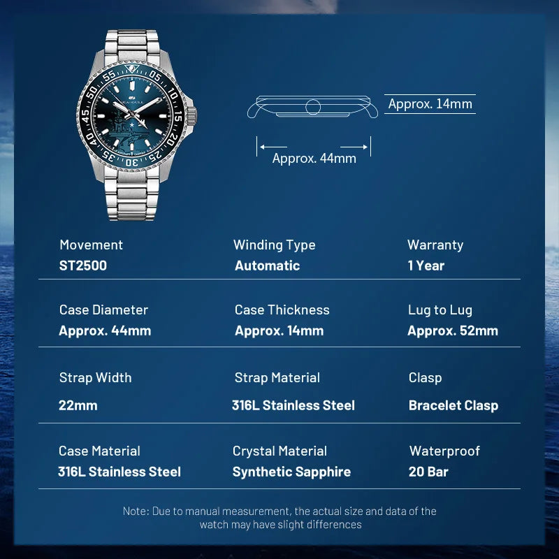 🌊 Seagull 44mm Diving Watch – Ocean Series Automatic Mechanical Watch