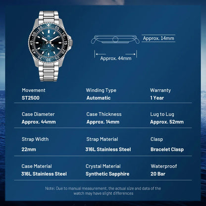 🌊 Seagull 44mm Diving Watch – Ocean Series Automatic Mechanical Watch
