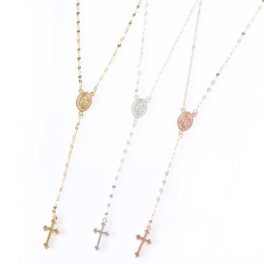 ✝️ 2024 New Vintage Christian Cross Bohemia Rosary Pendant Necklace