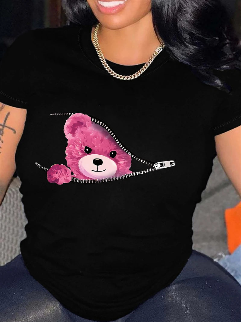 🐻 Cartoon Bear Print T-Shirt