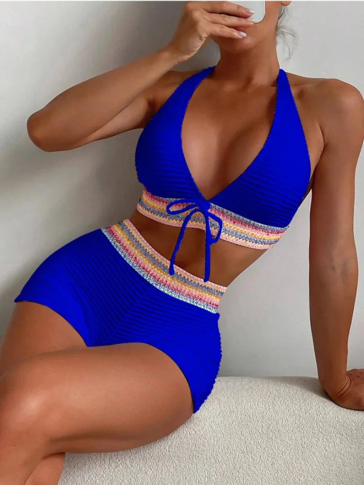 💖 High-Waisted Sexy White Bikini Set