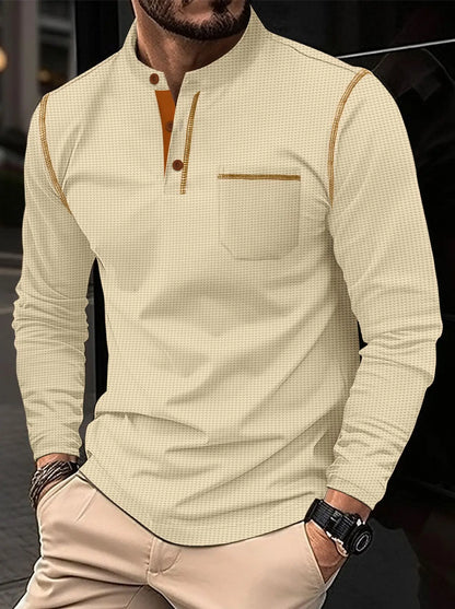 🧵 Men’s Waffle Knit Henley Shirt