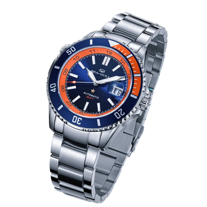 🌊 Seagull Dual Time Zone Men's Watch – Automatic Mechanical 200M Waterproof