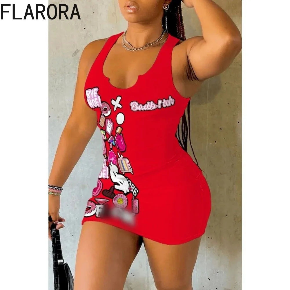 🌺 FLARORA Elegant Printed Mini Dress