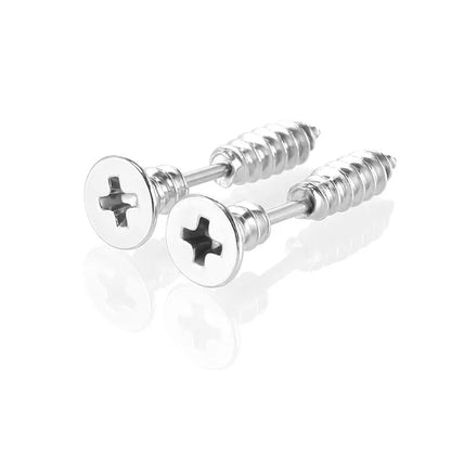 ⚡ 1 Pair Punk Fashion Colorful Stainless Steel Nail Screw Stud Earrings