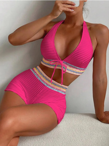 💖 High-Waisted Sexy White Bikini Set