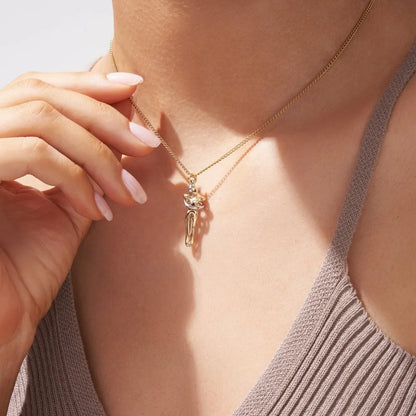 💛 New 14K Gold Embrace Pendant – Romantic Duo Jewelry