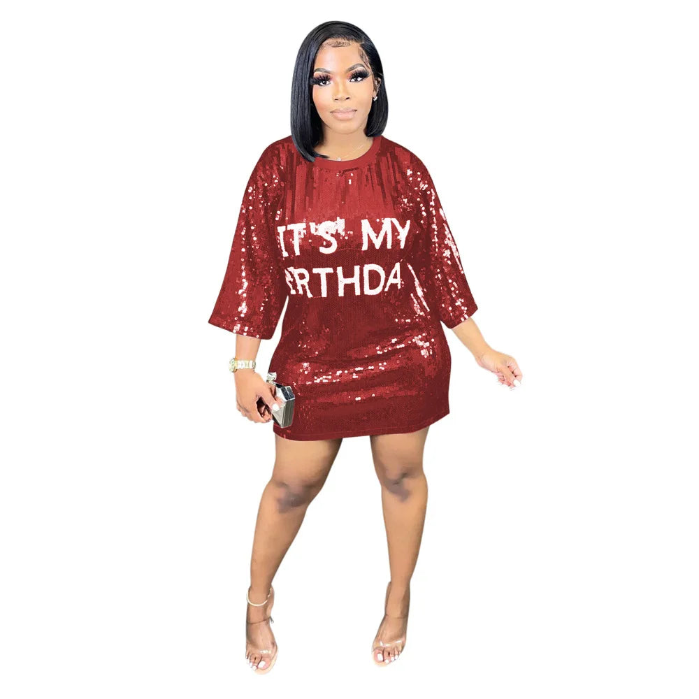 🎉 Women’s Sparkly Birthday Mini Dress ✨
