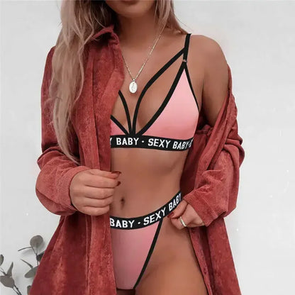 🔥 Exotic Sexy Women's Sports Bra Set – Bandage Corset + Thong Bikini Set