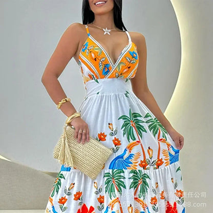 🌴 TROPICAL SUSPENDER MAXI DRESS 👗
