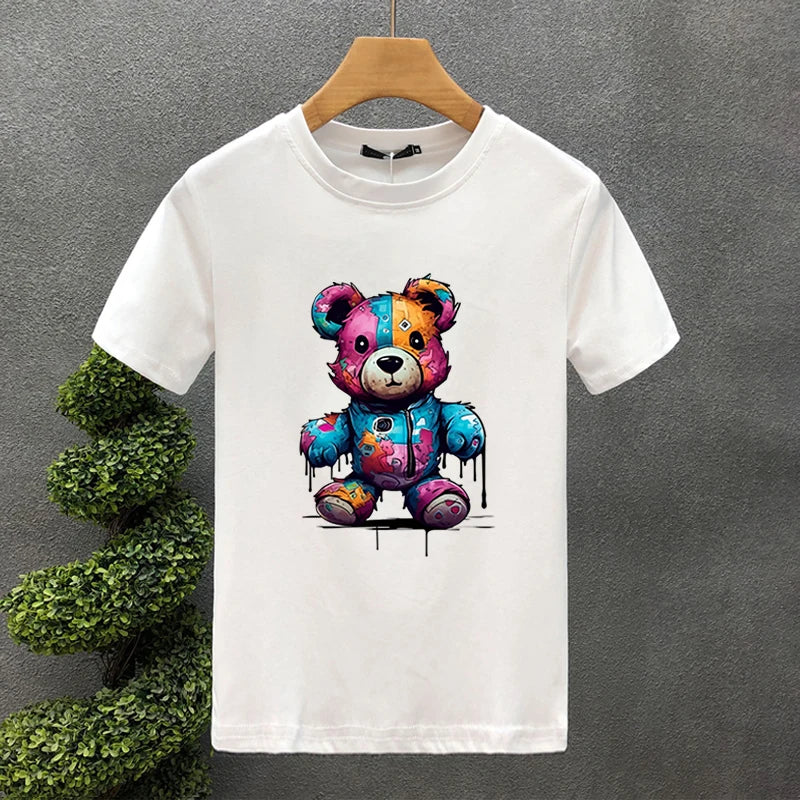 🧸 Men's T-shirt – Bear Print Casual Summer Style