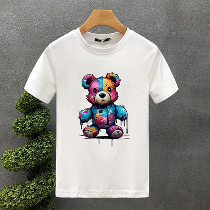 🧸 Men's T-shirt – Bear Print Casual Summer Style