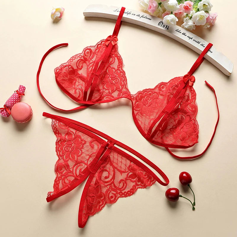 💋 Lace Push-Up Lingerie Set – Sexy & Transparent Elegance