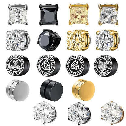 💎 1 Pair Crystal Strong Magnetic Ear Stud Clip Earrings