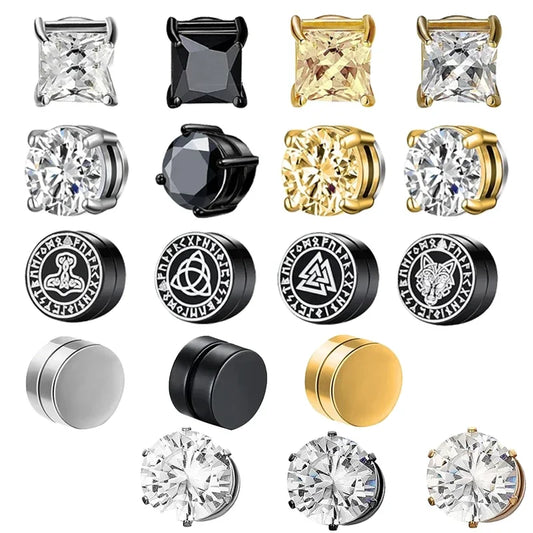 💎 1 Pair Crystal Strong Magnetic Ear Stud Clip Earrings