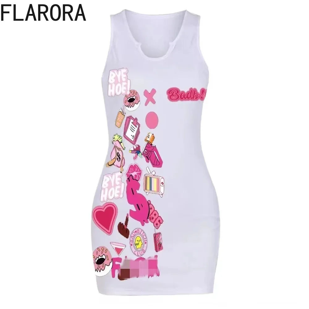 🌺 FLARORA Elegant Printed Mini Dress