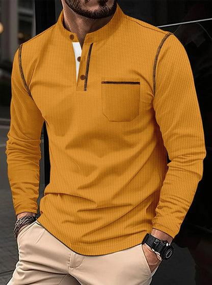 🧵 Men’s Waffle Knit Henley Shirt