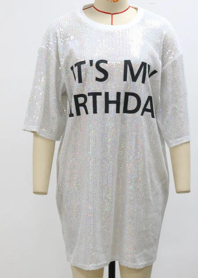 🎉 Women’s Sparkly Birthday Mini Dress ✨