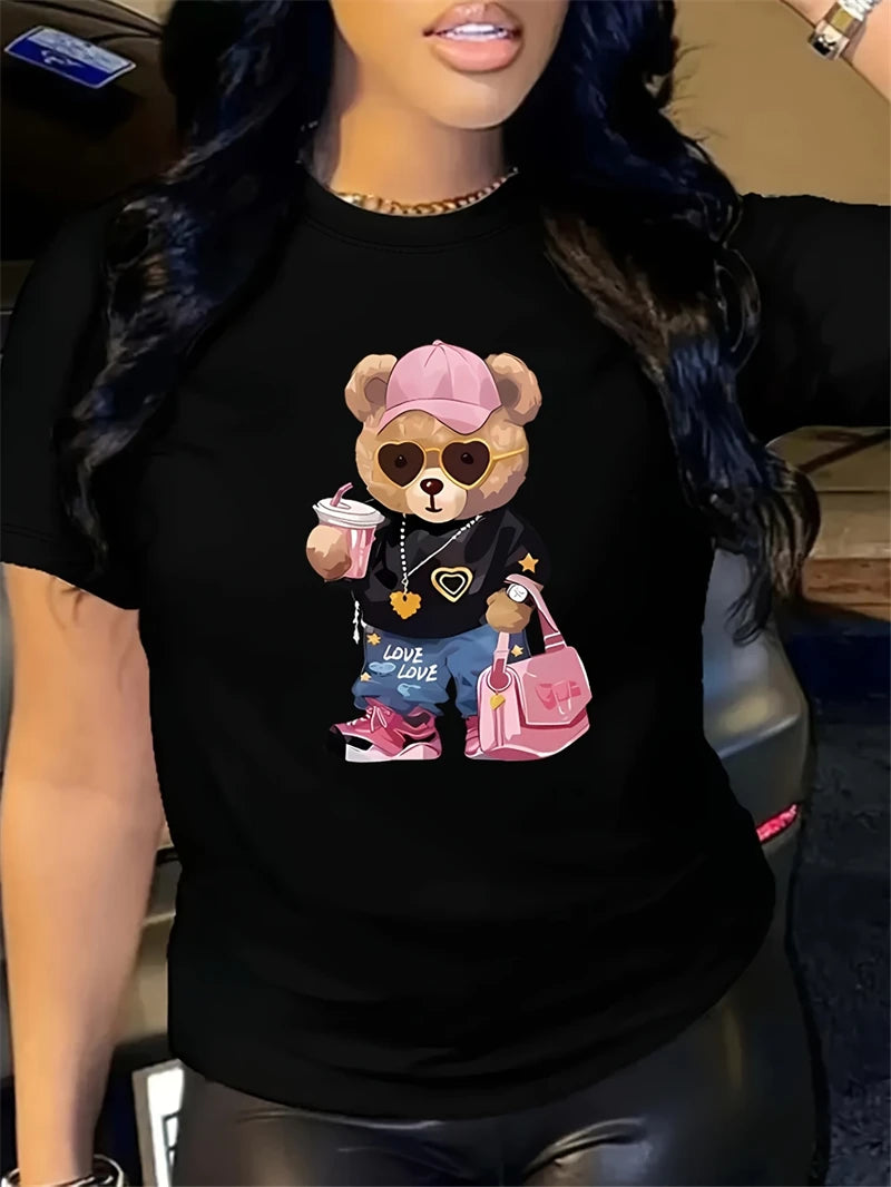 🐻 Cartoon Bear Print T-Shirt