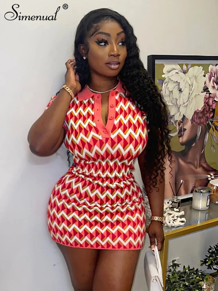 💖 Simenual Striped Y2K Mini Dress