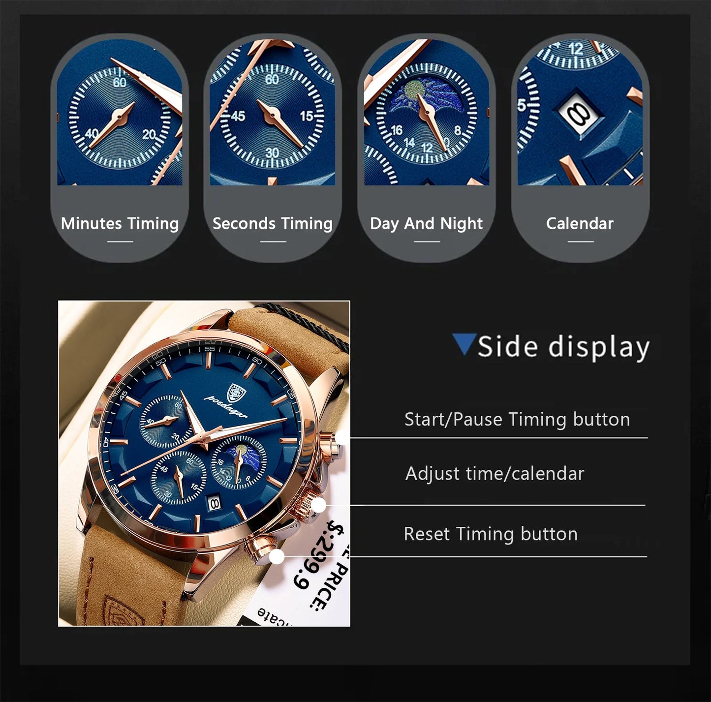 ⌚ POEDAGAR Men’s Quartz Watch