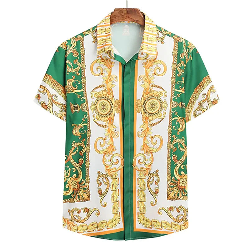 👑 Luxury Men’s Short Sleeve Button-Down Shirt