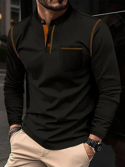 🧵 Men’s Waffle Knit Henley Shirt