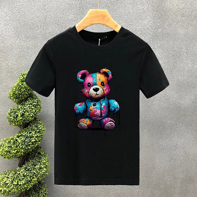 🧸 Men's T-shirt – Bear Print Casual Summer Style
