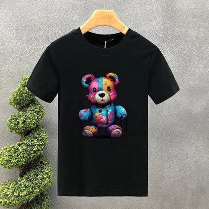 🧸 Men's T-shirt – Bear Print Casual Summer Style