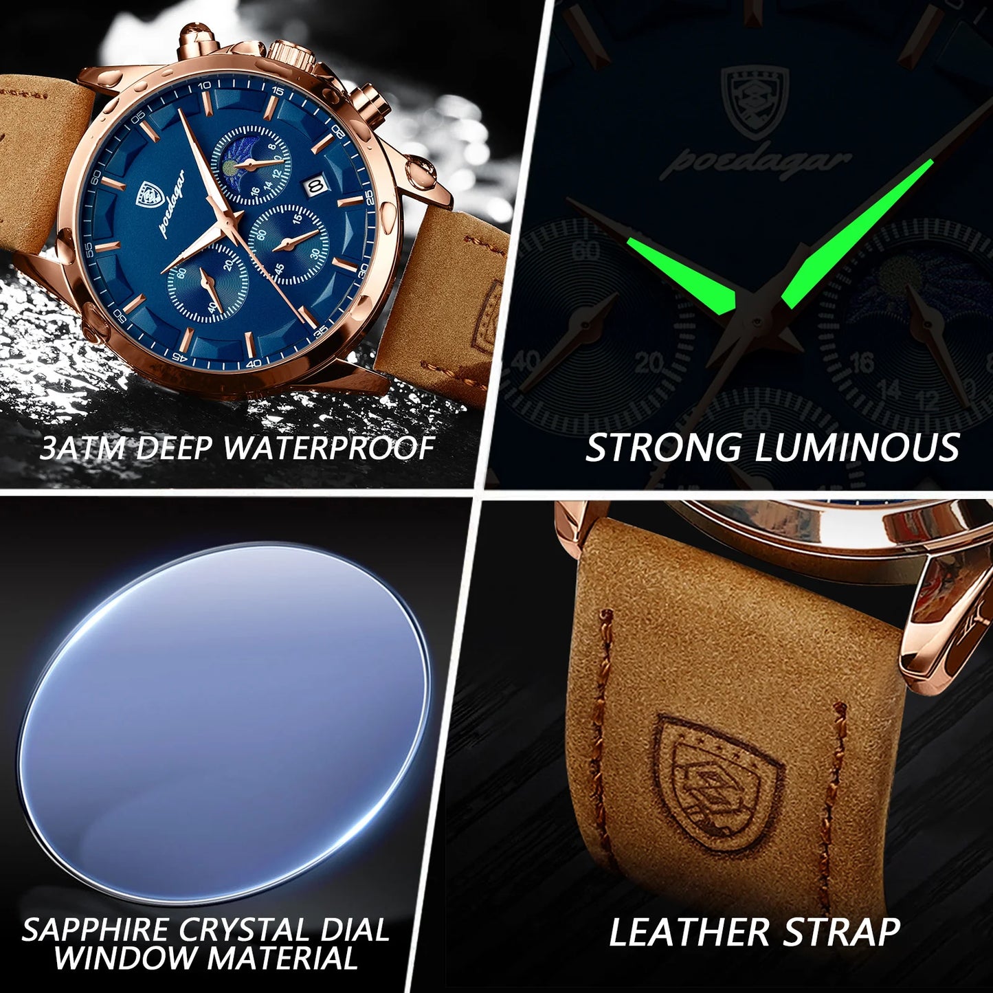 ⌚ POEDAGAR Men’s Quartz Watch