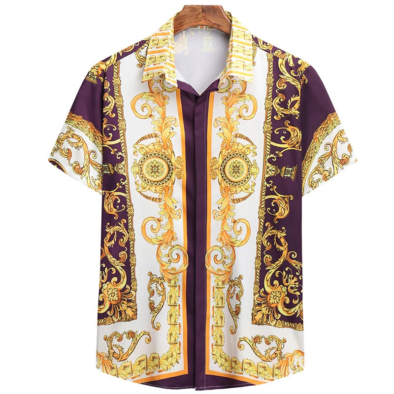 👑 Luxury Men’s Short Sleeve Button-Down Shirt