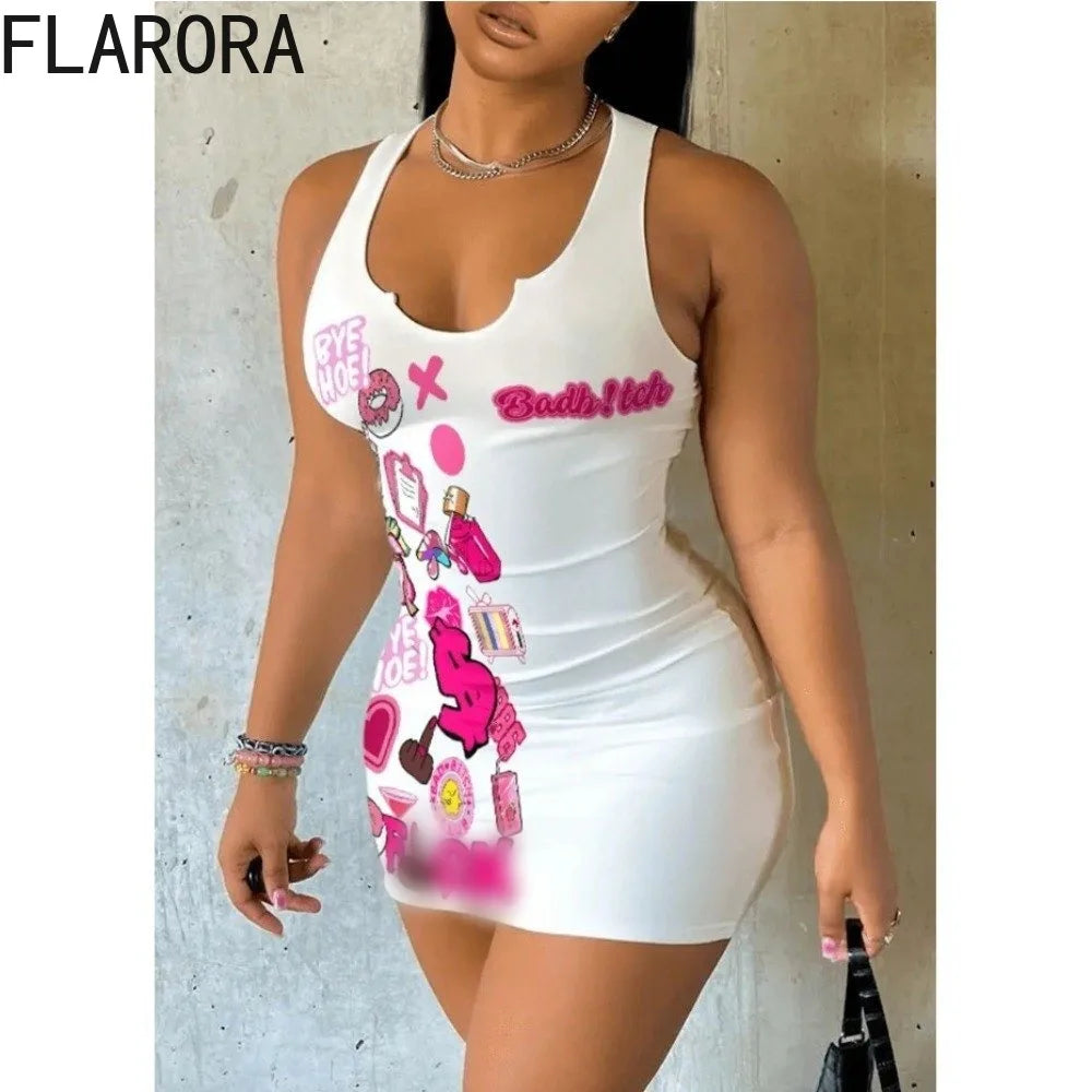 🌺 FLARORA Elegant Printed Mini Dress