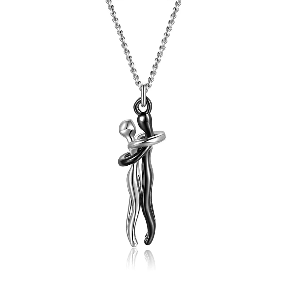 💛 New 14K Gold Embrace Pendant – Romantic Duo Jewelry