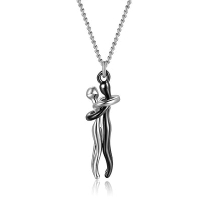 💛 New 14K Gold Embrace Pendant – Romantic Duo Jewelry