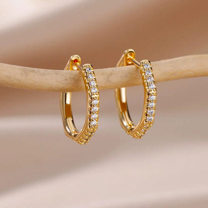 ✨ Heart Stainless Steel Hoop Earrings – Sparkling Elegance