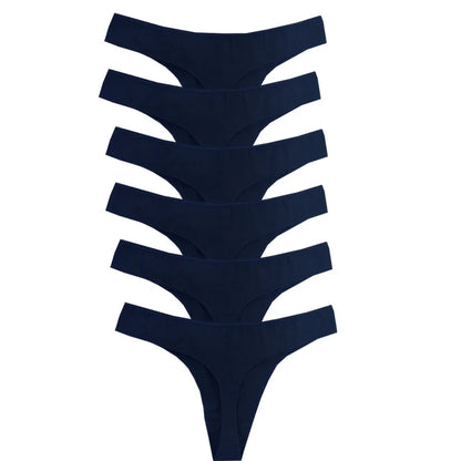 👙 6pcs Cotton Women's Thongs – Breathable Low Waist Underwear