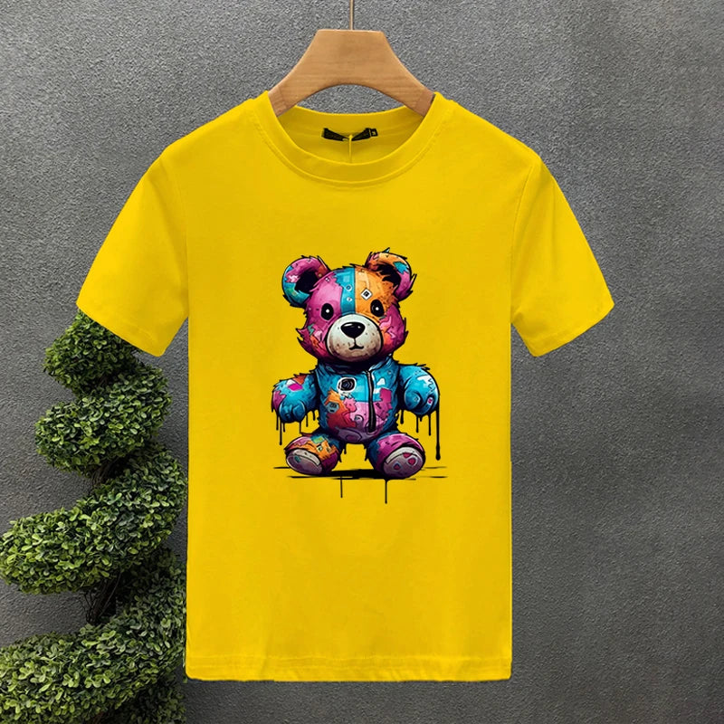 🧸 Men's T-shirt – Bear Print Casual Summer Style