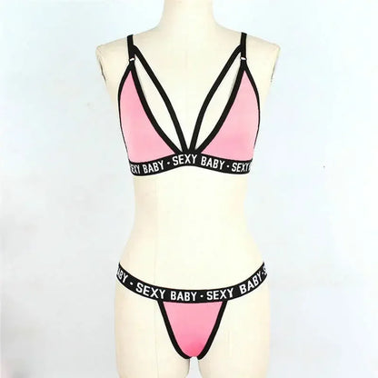 🔥 Exotic Sexy Women's Sports Bra Set – Bandage Corset + Thong Bikini Set