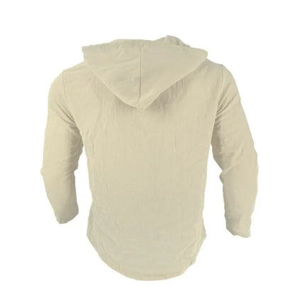 🌿 2025 Men’s Cotton Linen Hooded Shirt