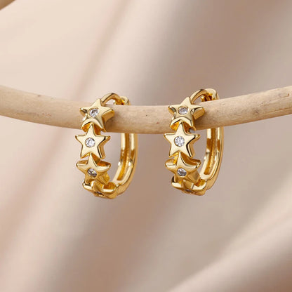 ✨ Heart Stainless Steel Hoop Earrings – Sparkling Elegance