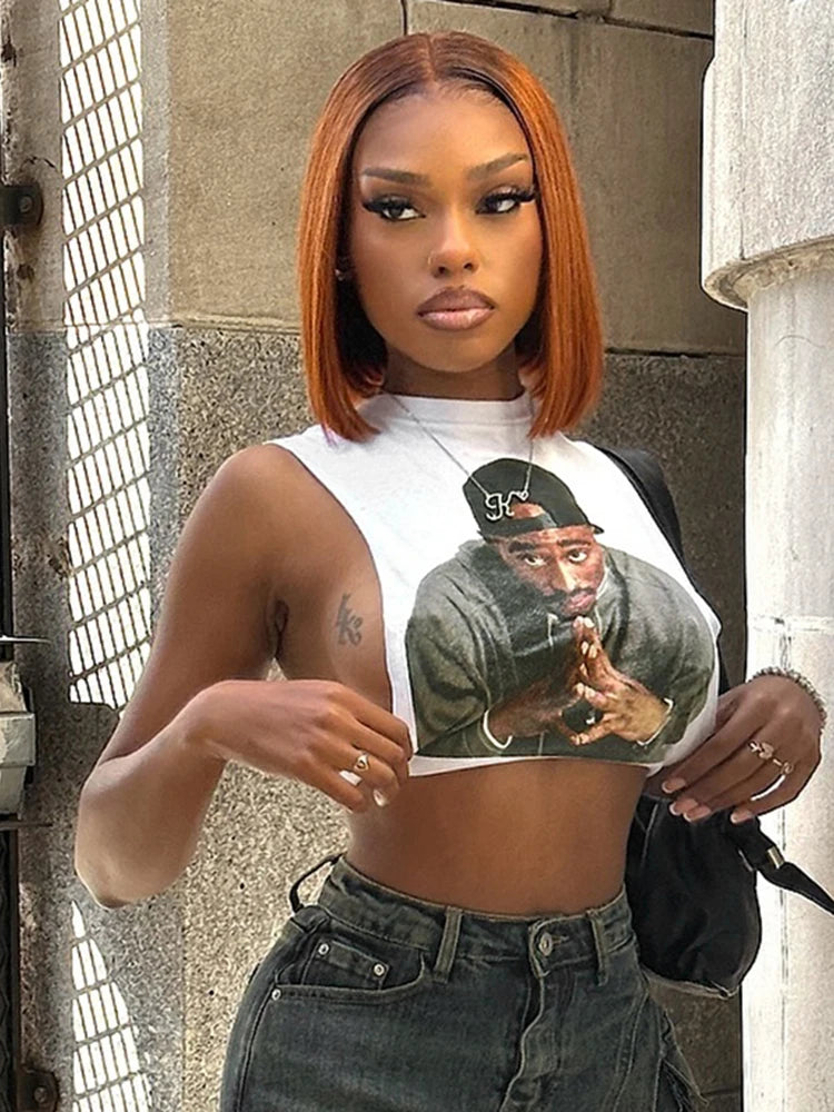 🎨 Portrait Power – The Y2K Graphic Crop Top