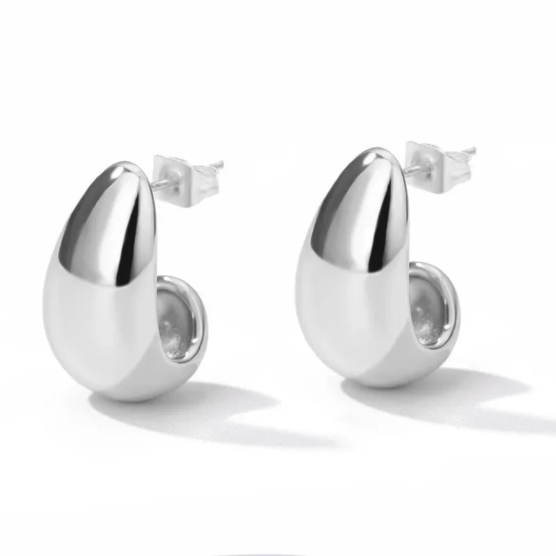 ✨ Heart Stainless Steel Hoop Earrings – Sparkling Elegance