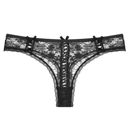 🔥 Hot Sexy Lingerie – Transparent Lace G-String with Special Knit Bikini Pantie