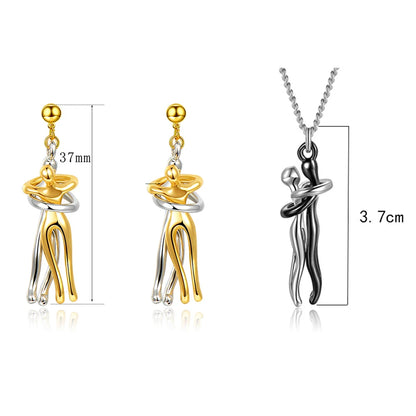 💛 New 14K Gold Embrace Pendant – Romantic Duo Jewelry