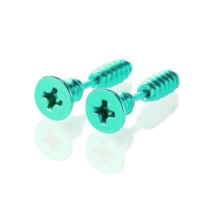 ⚡ 1 Pair Punk Fashion Colorful Stainless Steel Nail Screw Stud Earrings