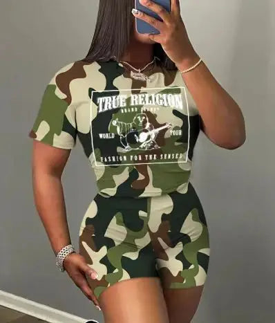 Printed Crop Top & Shorts Set