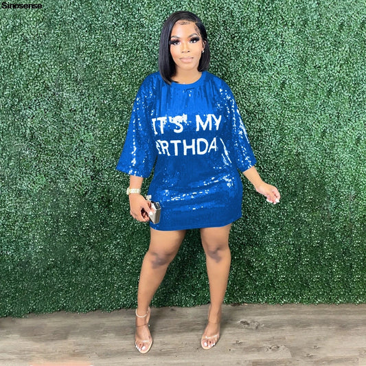 🎉 Women’s Sparkly Birthday Mini Dress ✨