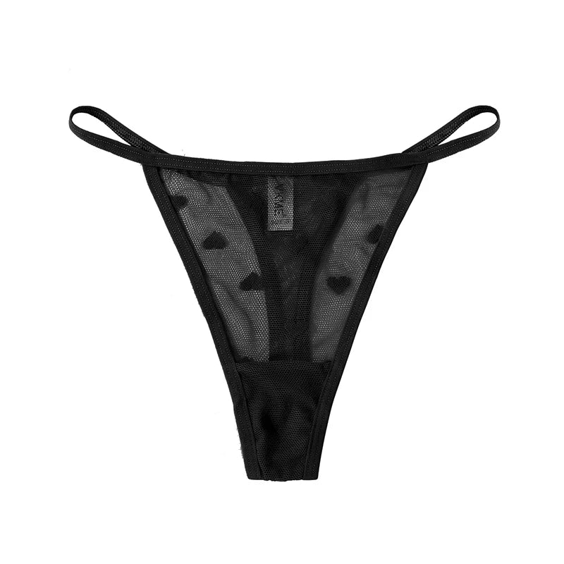 ❤️ 3PCS Sheer Lace Heart Thongs – Romantic & Sultry Set